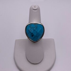 Steel Ring with Turquoise Heart - Size 7